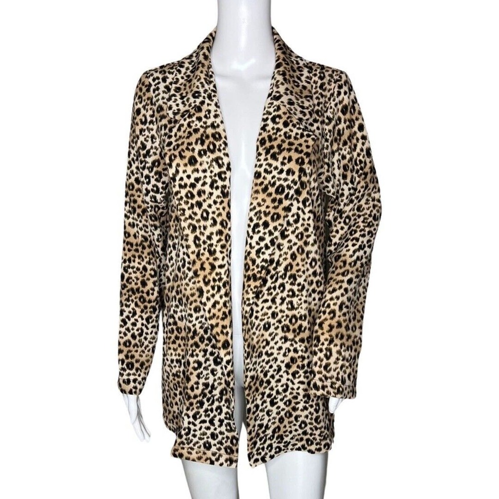 Lush Blazer Womens XS Tan Black Cheetah Boyfriend Fit Slouchy Edgy Career Casual